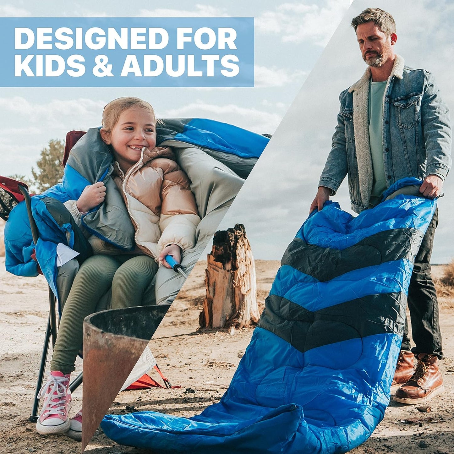 MalloMe Adult Sleeping Bag for Cold and Warm Weather, Hiking Sleep Essentials